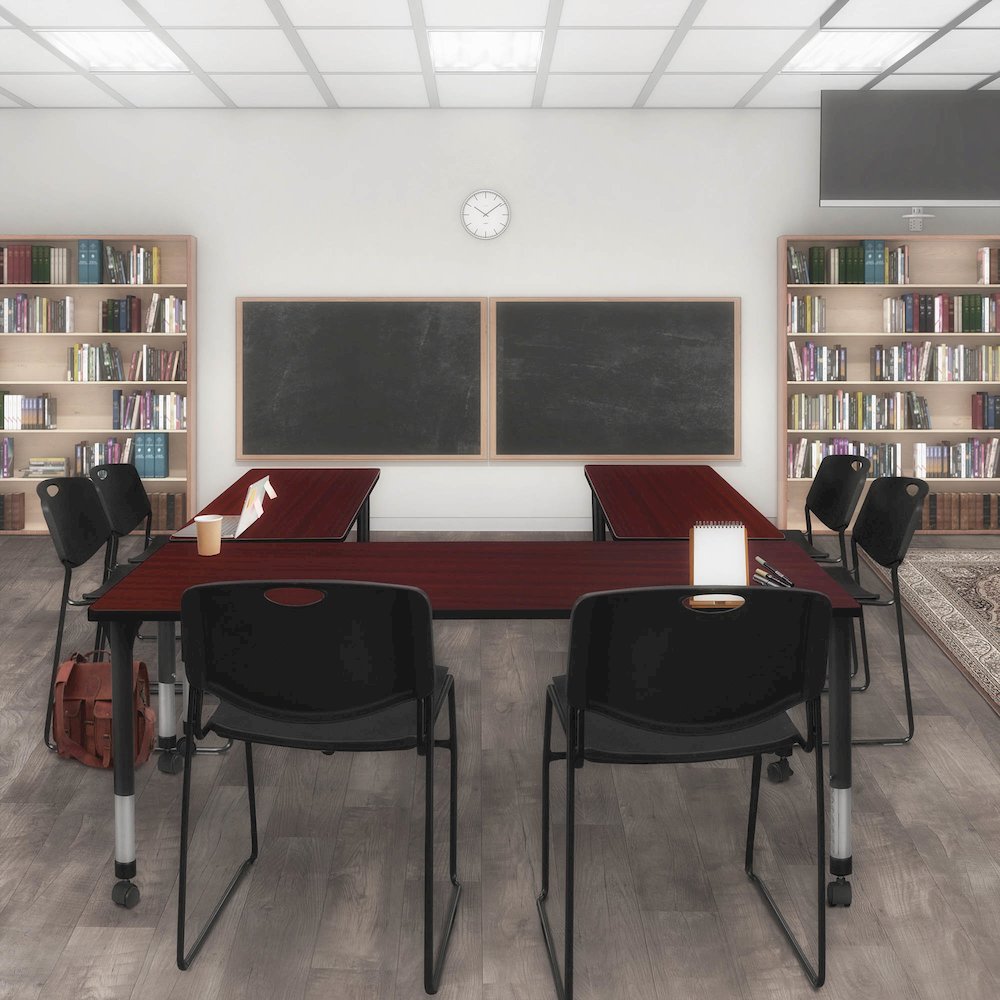 60 x 30 in. Height Adjustable Mobie Classroom Activity Table- Mahogany