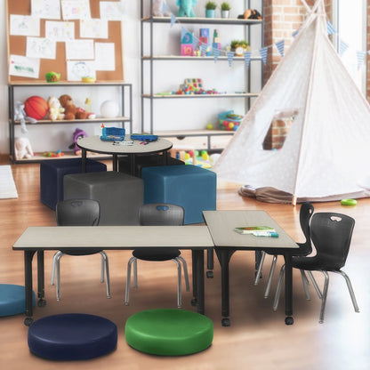 60x30 Mobile Adjustable Classroom Table- Maple & 2 Andy 12 Stack Chairs- Black