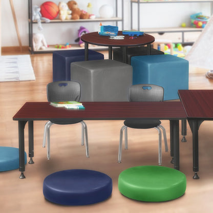 66x30 Adjustable Classroom Table- Mahogany & 2 Andy 12 Stack Chairs- Black
