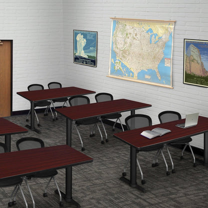 48 x 24 in. Steel T-Base Training Seminar Table- Mahogany