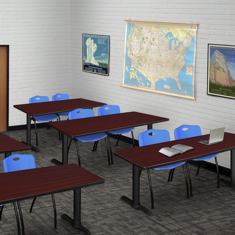 66 x 24 in. Steel T-Base Training Seminar Table- Mahogany
