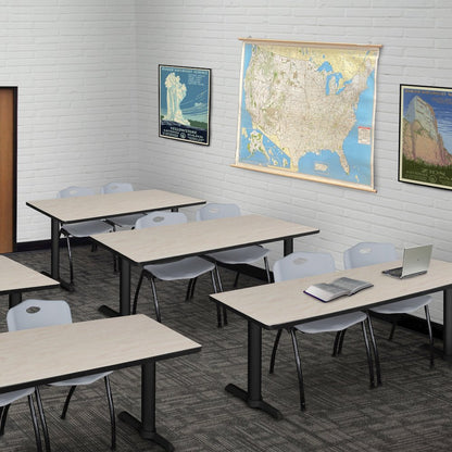 72 x 24 in. T-Base Training Seminar Table- Maple & 2 M Stack Chairs- Grey