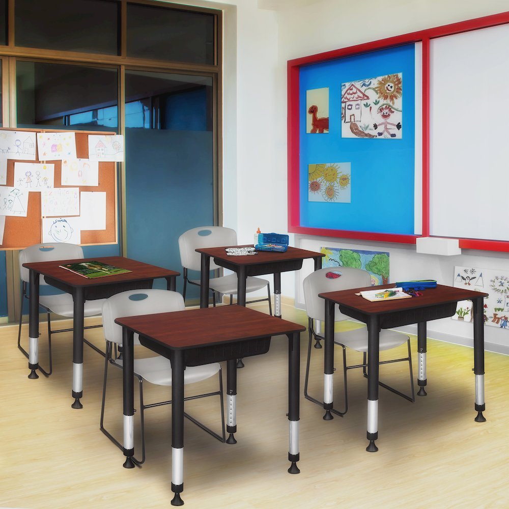 18.5x26 Rectangle Height Classroom School Desk with Book Storage- Cherry