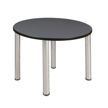 36 in. Medium Round Breakroom Table- Grey Top, Chrome Legs