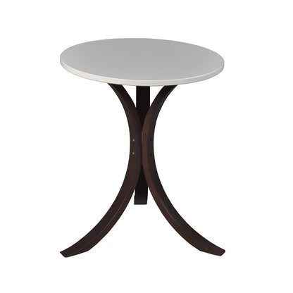 Mia Bentwood Side Table- Mocha Walnut and Beige