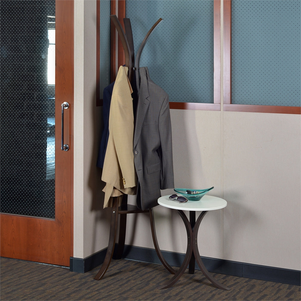 Mia Bentwood Side Table- Mocha Walnut and Beige