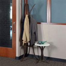 Mia Bentwood Side Table- Mocha Walnut and Beige