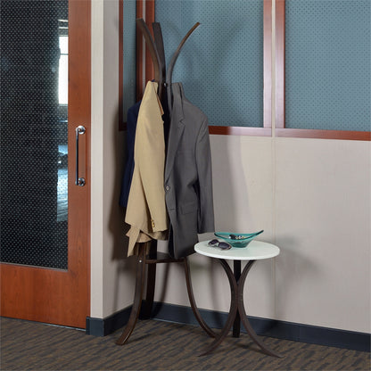 Mia Bentwood Side Table- Mocha Walnut and Beige