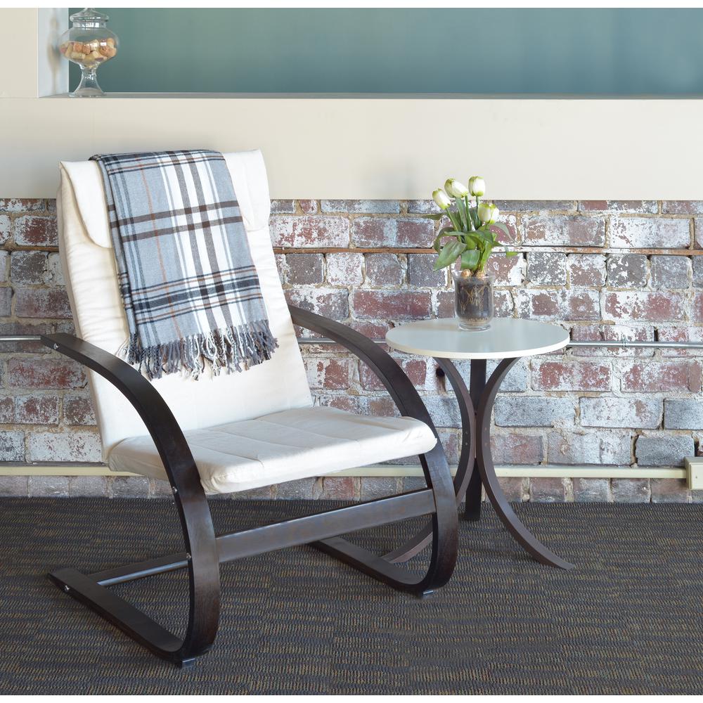 Mia Bentwood Side Table- Mocha Walnut and Beige
