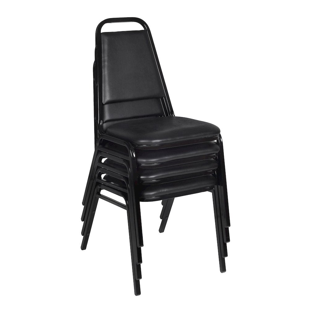 36 in Square Breakroom Table- Grey Top, Black Legs, 4 Restaurant Stack Chairs