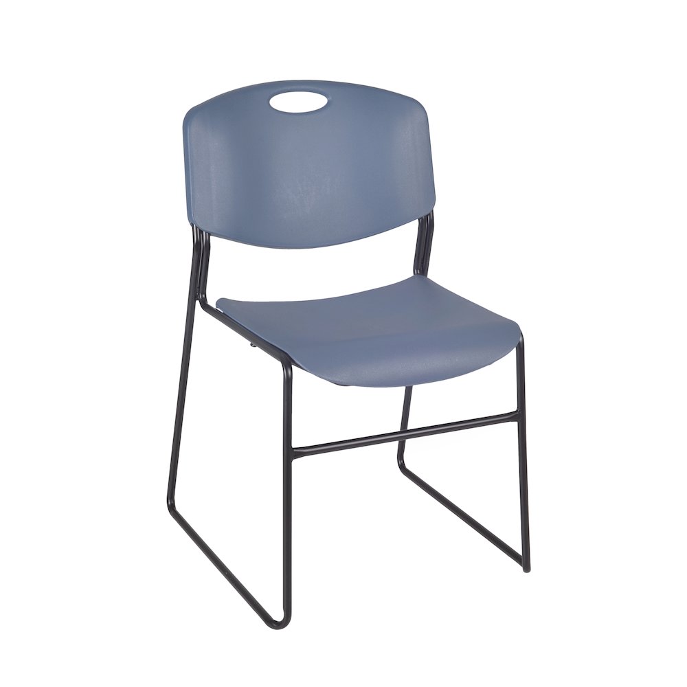 30 in. Round X-Base Breakroom Table- Cherry, 4 Zeng Stack Chairs- Blue