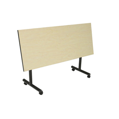 60 x 24 in. Flip-Top Privacy Nesting Table- Maple, 2 Zeng Stack Chairs- Grey