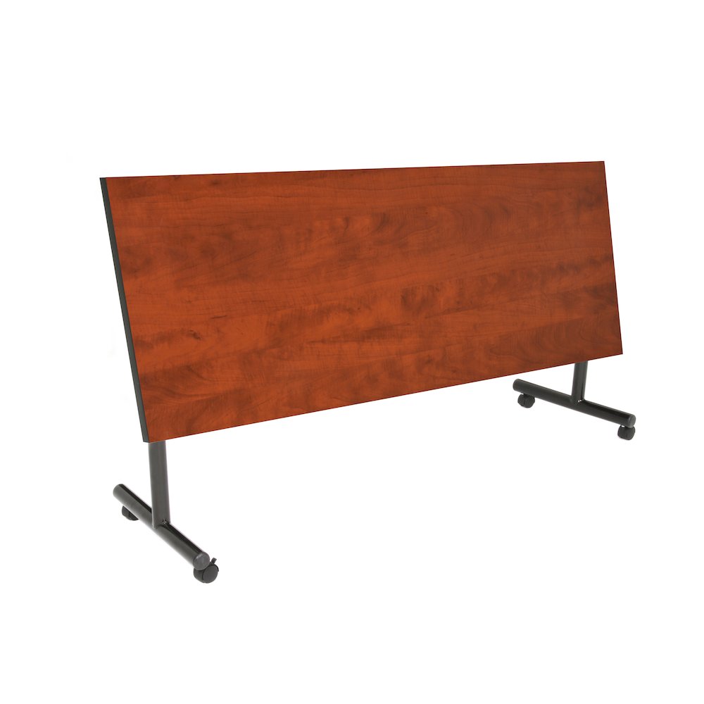 72 x 24 in. Flip-Top Privacy Nesting Table- Cherry, 2 Zeng Stack Chairs- Grey