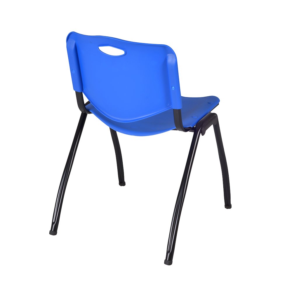 36 in. Round X-Base Breakroom Table- Grey, 4 M Stack Chairs- Blue