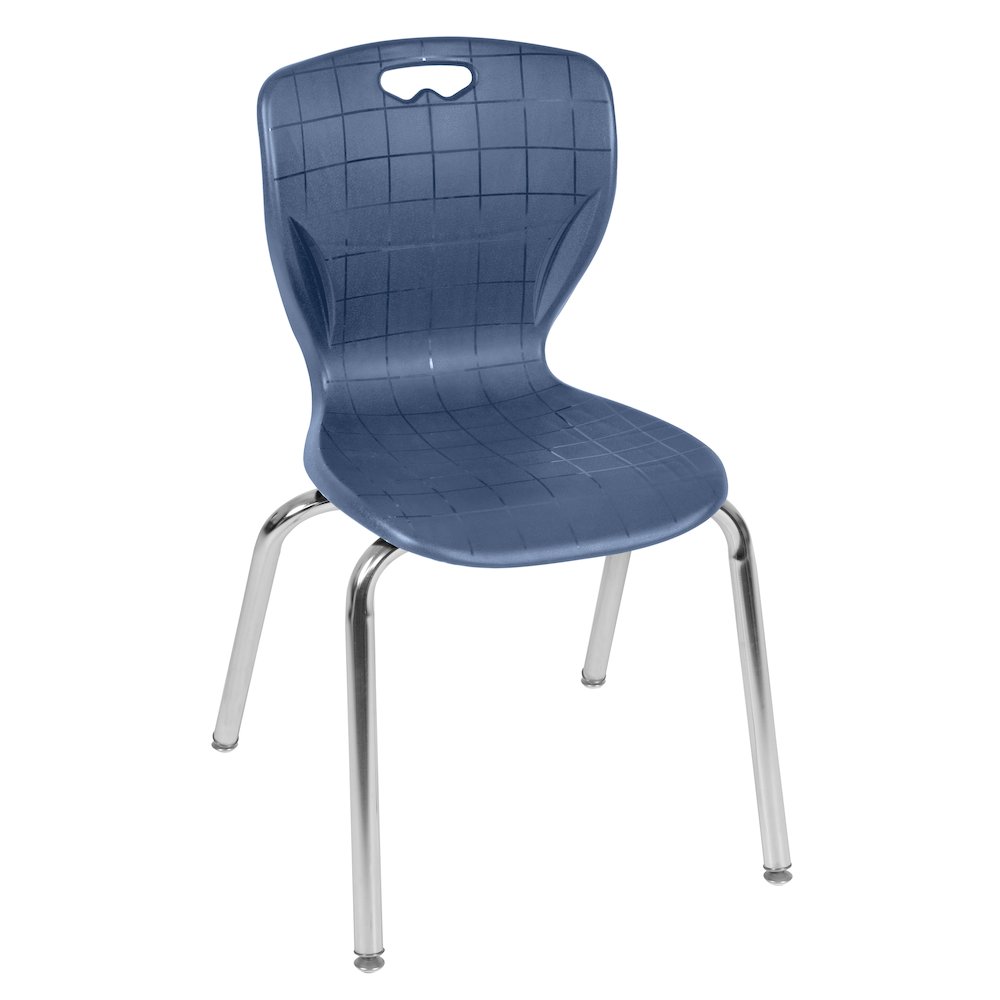 36 in. Round Adjustable Classroom Table- Grey & 4 Andy 18 in. Stack Chairs- Blue