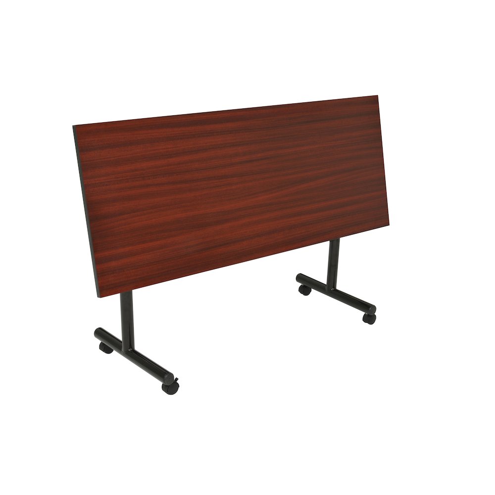 60 x 24 in. Flip-Top Privacy Nesting Table- Mahogany, 2 M Stack Chairs- Blue