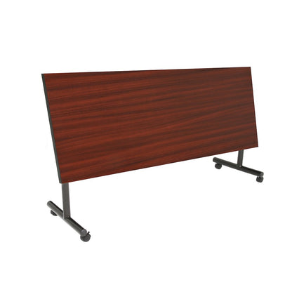 72 x 24 in. Flip-Top Privacy Nesting Table- Mahogany, 2 M Stack Chairs- Blue