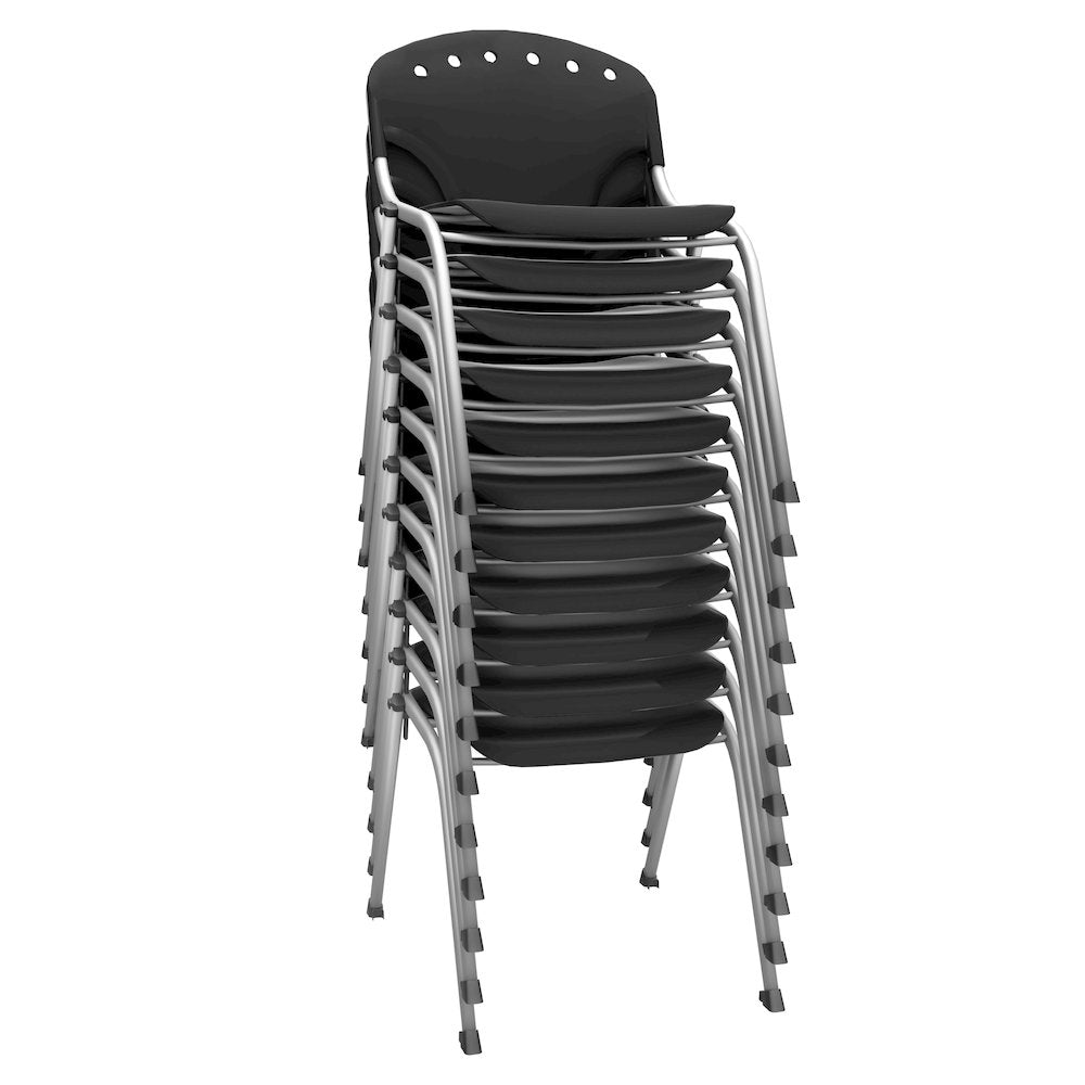 Rico Classroom Training Stack Chair Armless - Black - 11 Pack