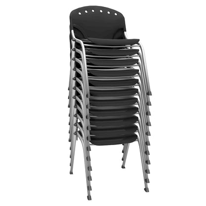 Rico Classroom Training Stack Chair Armless - Black - 11 Pack