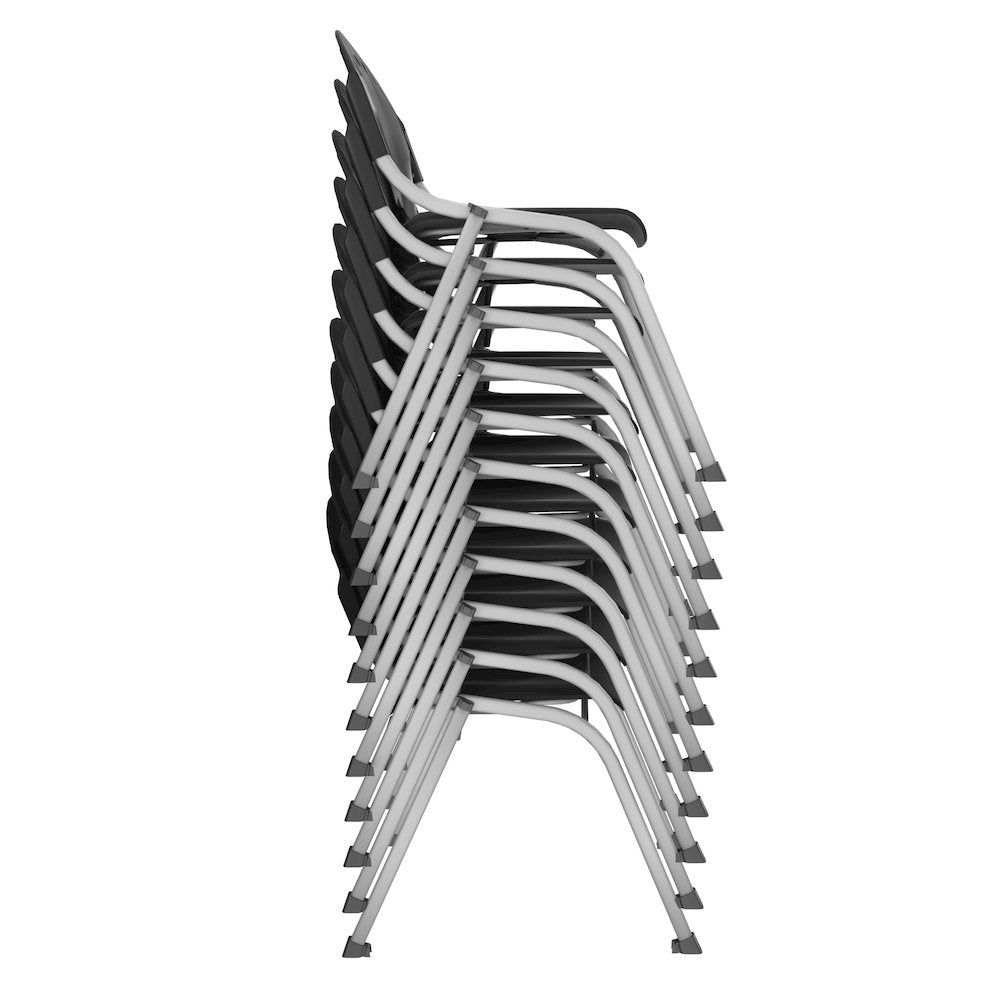 Rico Classroom Training Stack Chair Armless - Black - 11 Pack