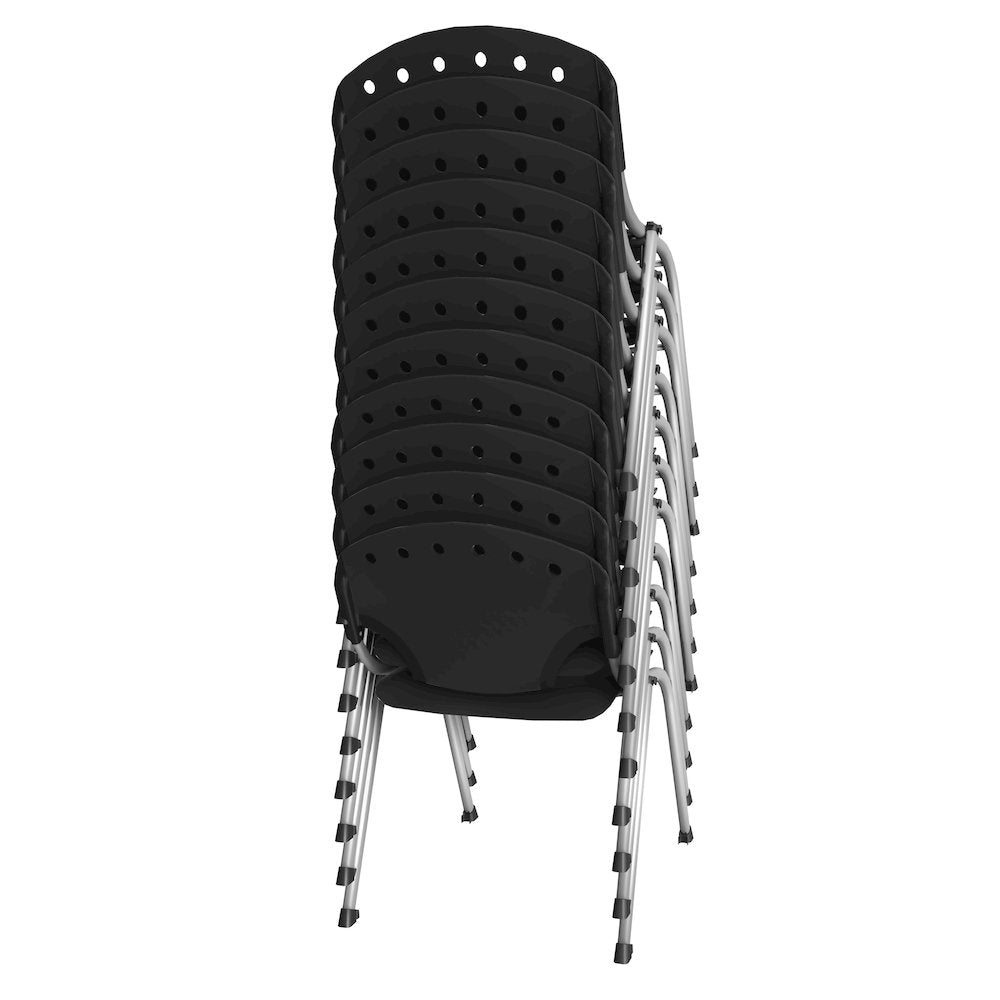 Rico Classroom Training Stack Chair Armless - Black - 11 Pack