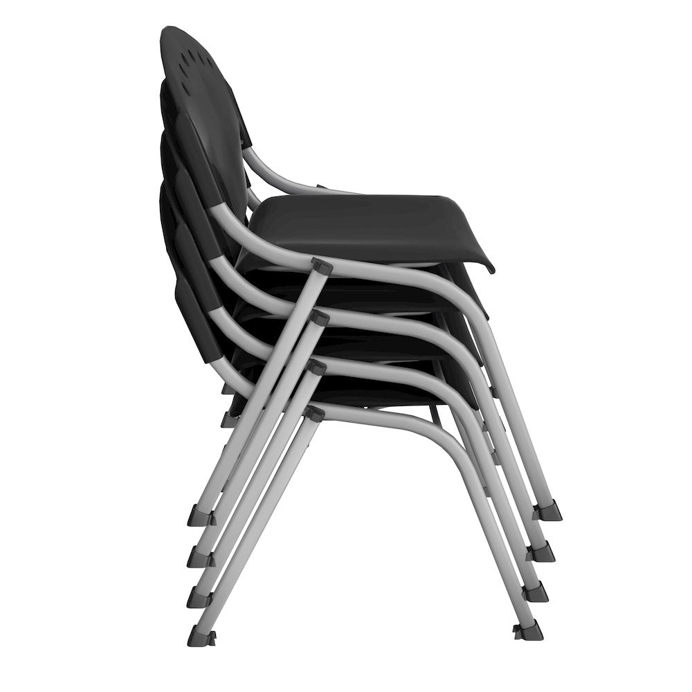 Rico Classroom Training Stack Chair Armless - Black - 4 Pack