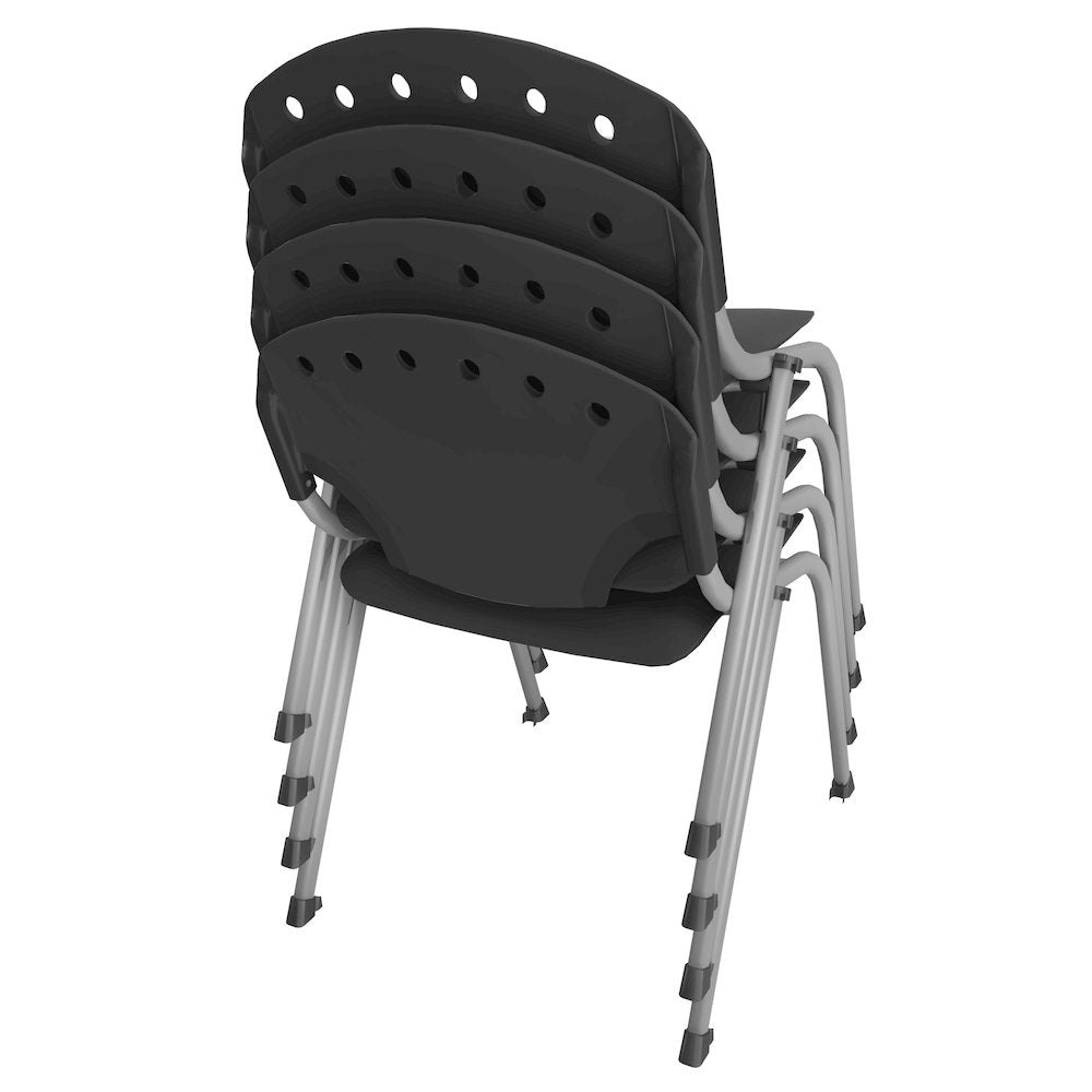 Rico Classroom Training Stack Chair Armless - Black - 4 Pack