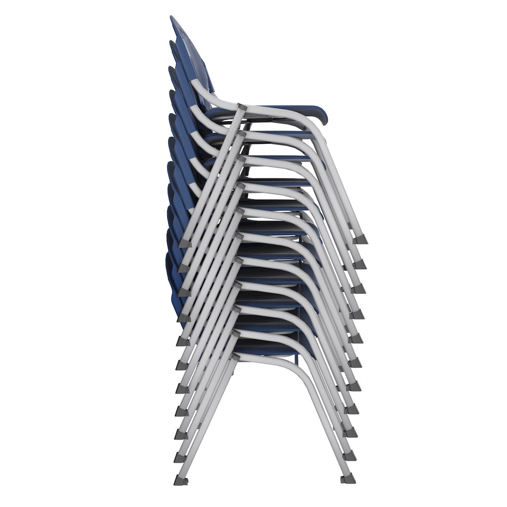 Rico Classroom Training Stack Chair Armless - Navy Blue - 11 Pack