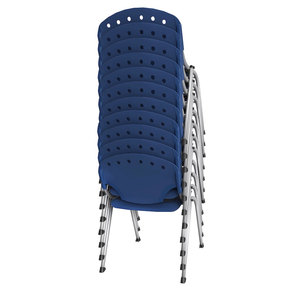 Rico Classroom Training Stack Chair Armless - Navy Blue - 11 Pack