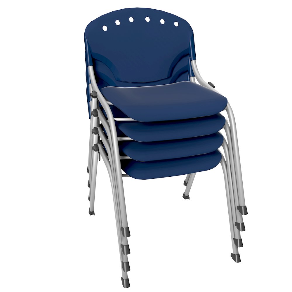Rico Classroom Training Stack Chair Armless - Navy Blue - 4 Pack