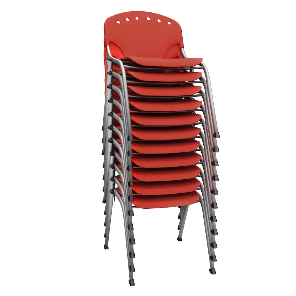 Rico Classroom Training Stack Chair Armless - Red - 11 Pack