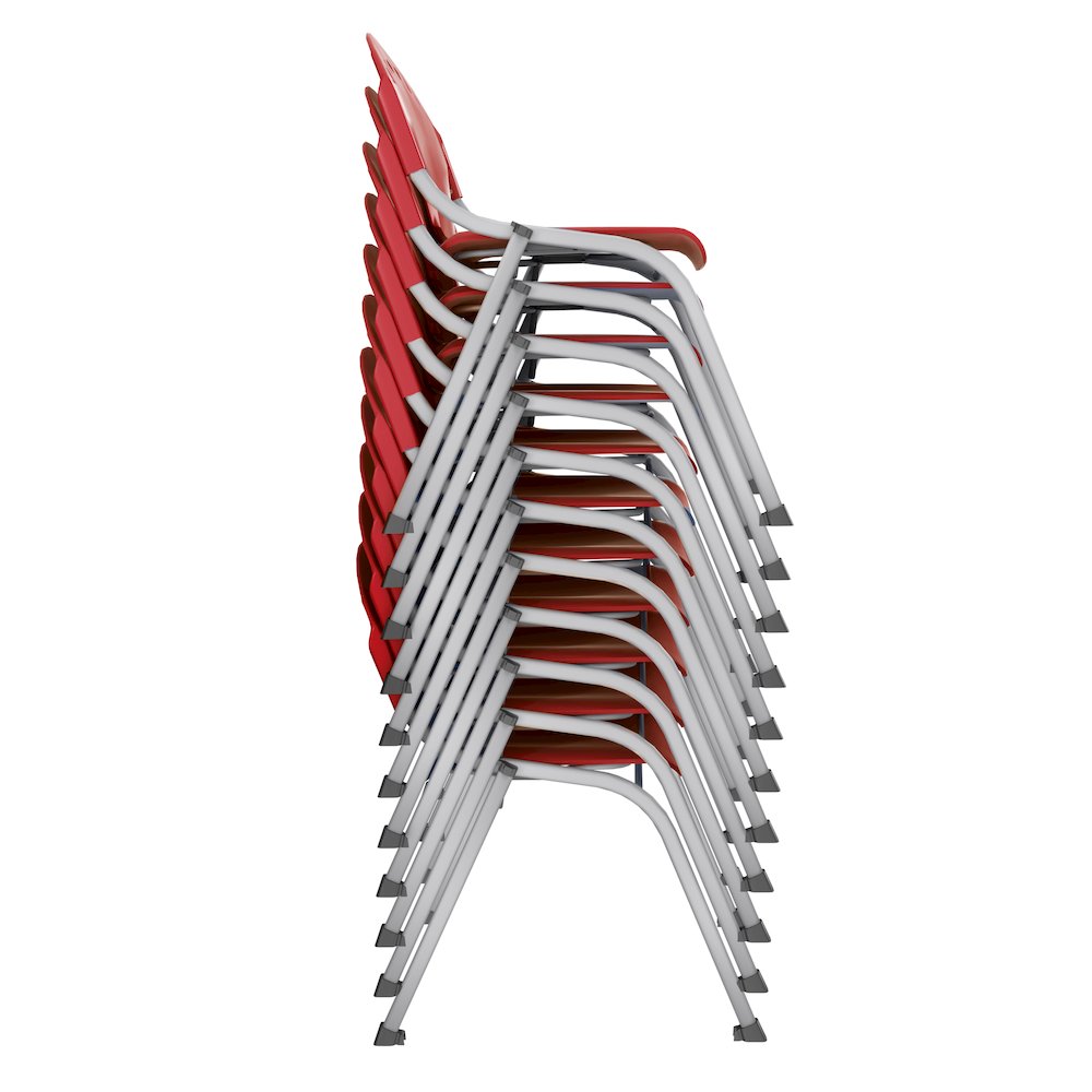 Rico Classroom Training Stack Chair Armless - Red - 11 Pack
