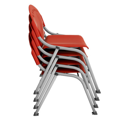 Rico Classroom Training Stack Chair Armless - Red - 4 Pack