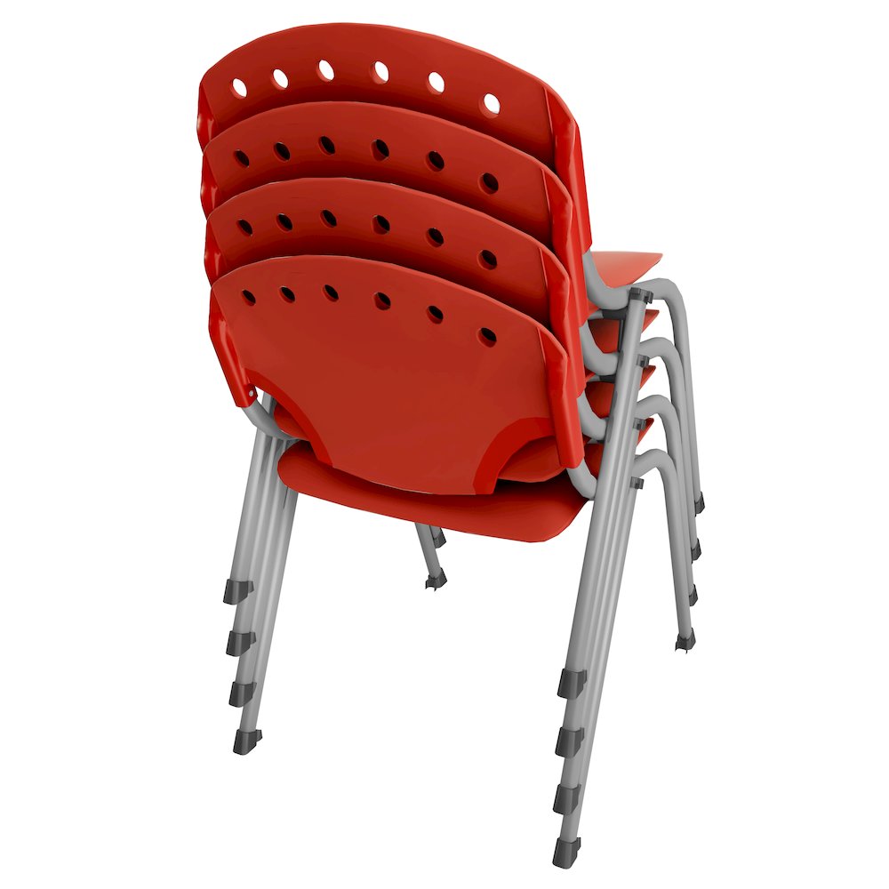 Rico Classroom Training Stack Chair Armless - Red - 4 Pack