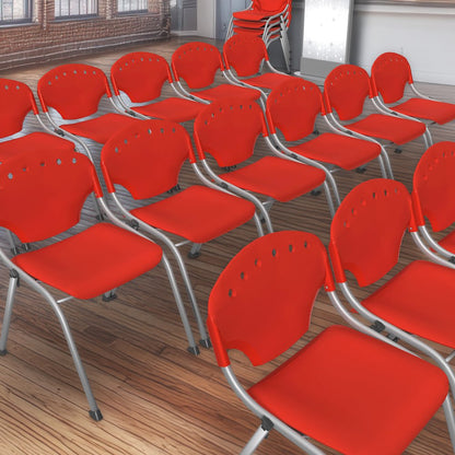 Rico Classroom Training Stack Chair Armless - Red - 4 Pack