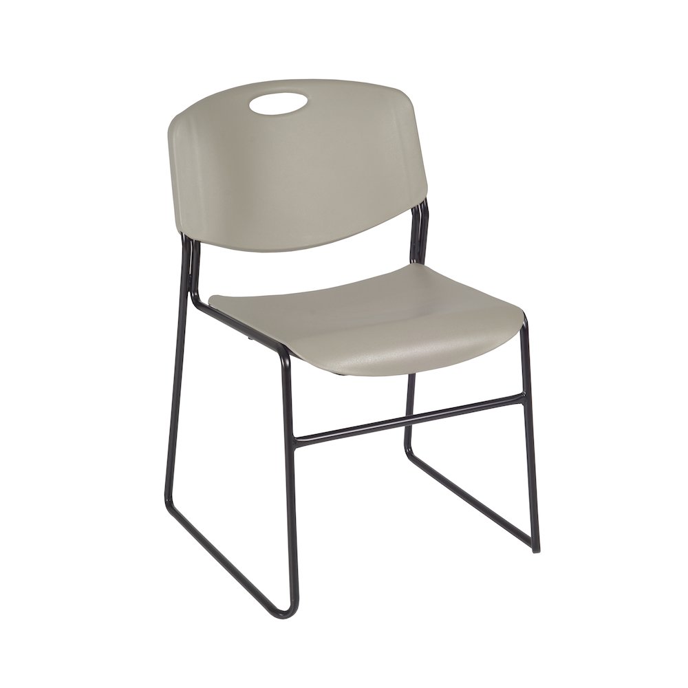 36 in. Round Breakroom Table- Cherry Top, Black Base & 4 Zeng Stack Chairs- Grey