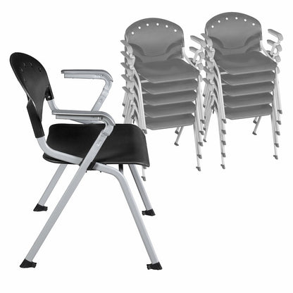 Rico Classroom Training Stack Chair with Arms - Black - 11 Pack