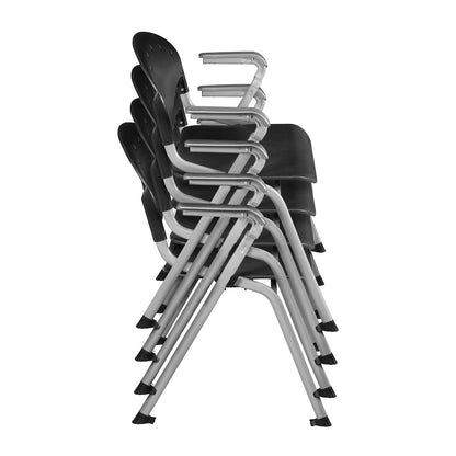 Rico Classroom Training Stack Chair with Arms - Black - 4 Pack