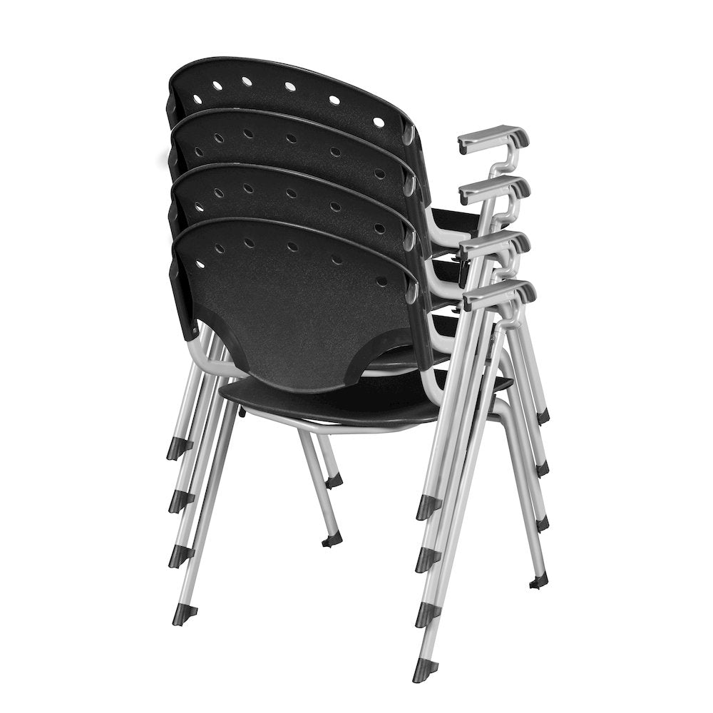 Rico Classroom Training Stack Chair with Arms - Black - 4 Pack