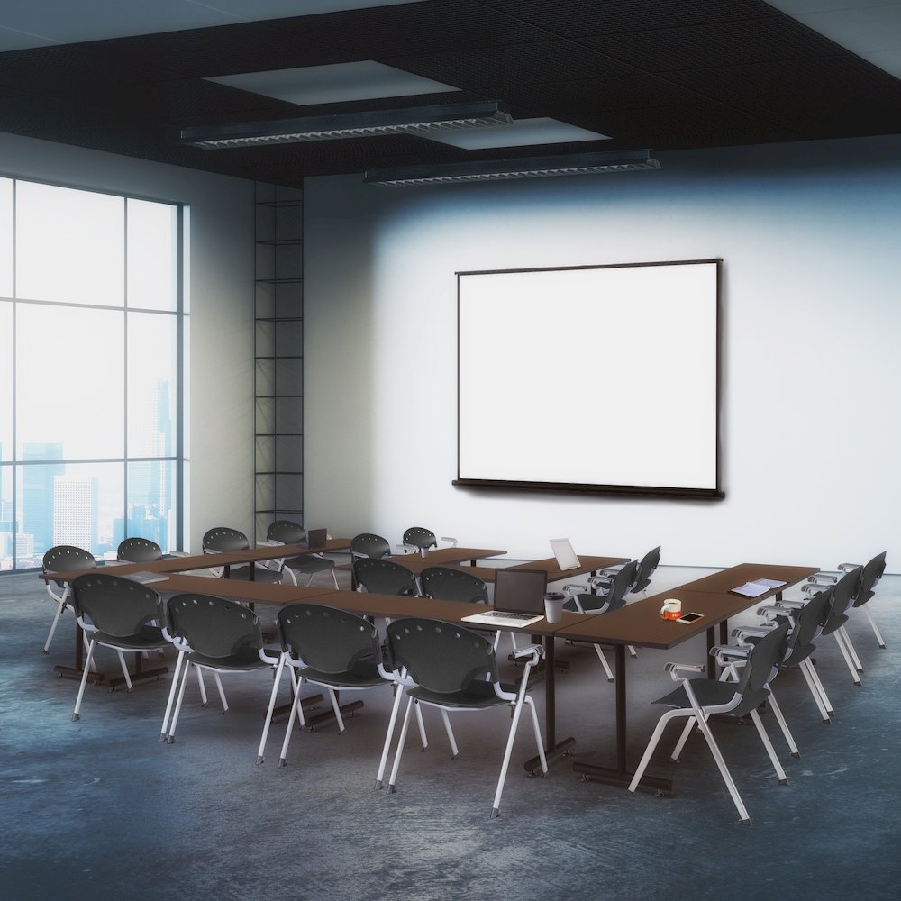 Rico Classroom Training Stack Chair with Arms - Black - 4 Pack