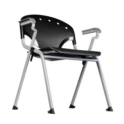 Rico Classroom Training Stack Chair with Arms - Black - 4 Pack