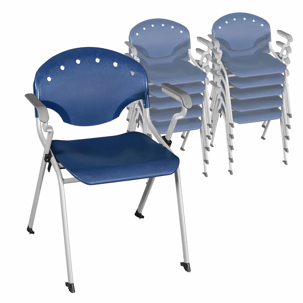 Rico Classroom Training Stack Chair with Arms - Navy Blue - 11 Pack