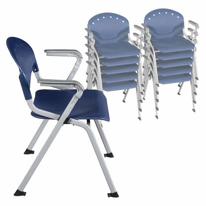Rico Classroom Training Stack Chair with Arms - Navy Blue - 11 Pack