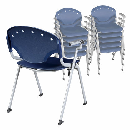 Rico Classroom Training Stack Chair with Arms - Navy Blue - 11 Pack