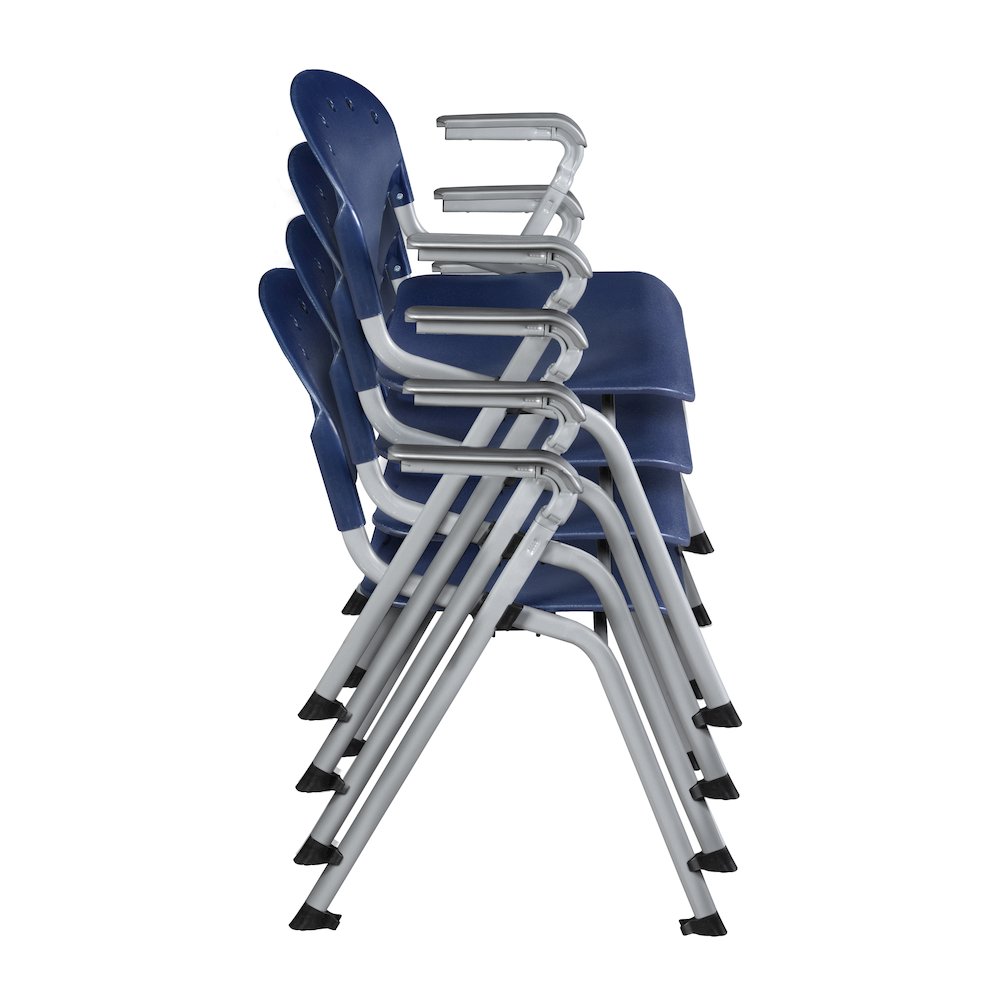 Rico Classroom Training Stack Chair with Arms - Navy Blue - 4 Pack