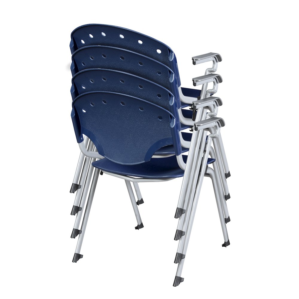 Rico Classroom Training Stack Chair with Arms - Navy Blue - 4 Pack