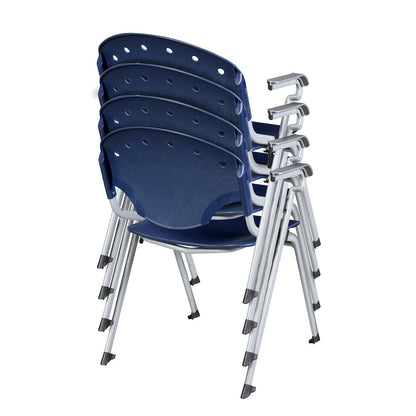 Rico Classroom Training Stack Chair with Arms - Navy Blue - 4 Pack