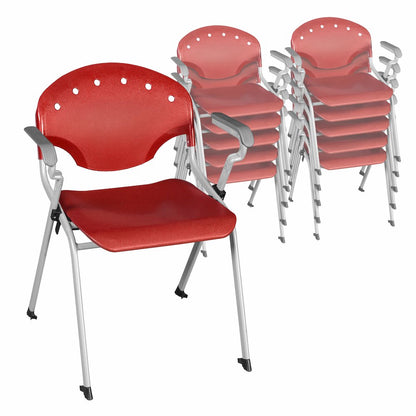 Rico Classroom Training Stack Chair with Arms - Red - 11 Pack