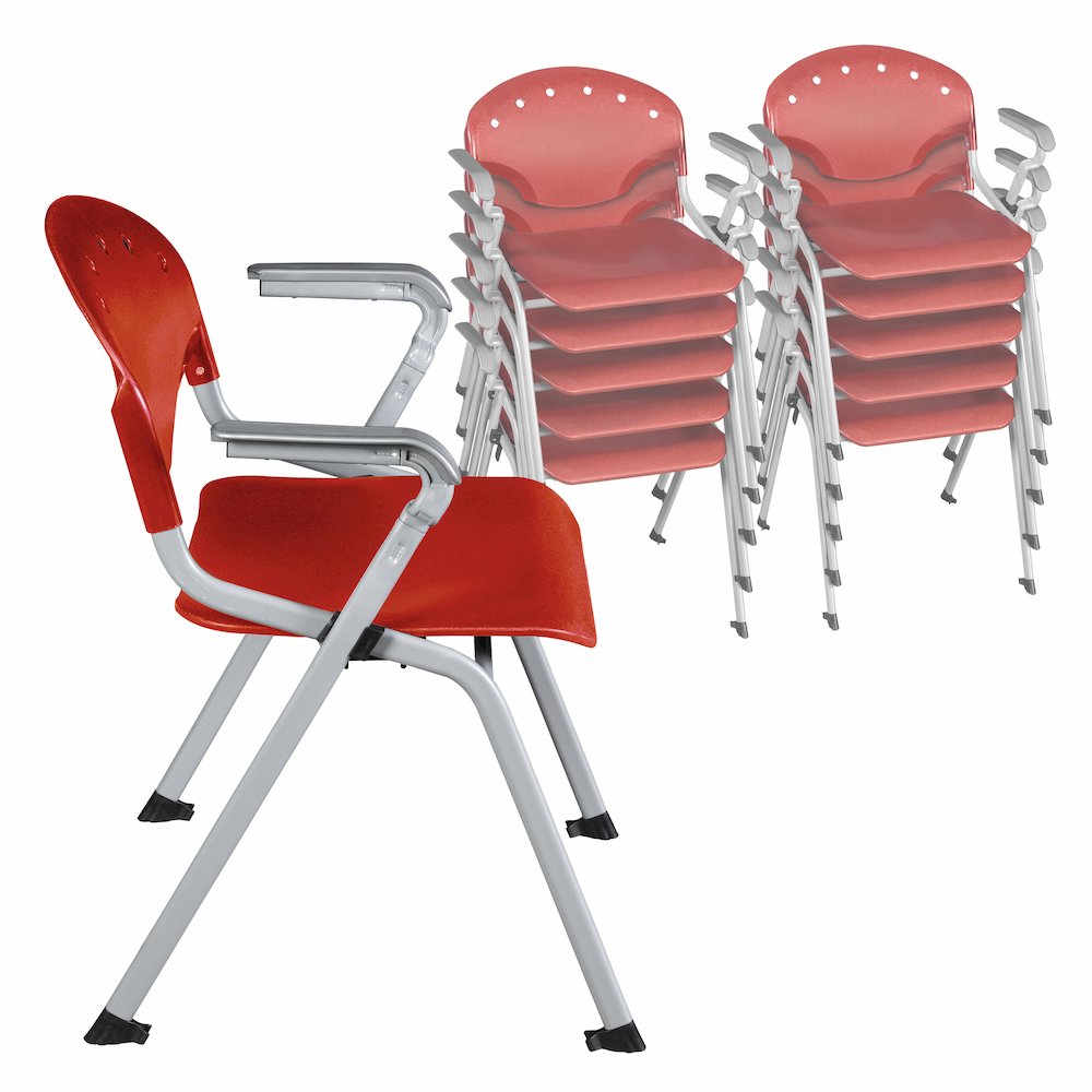Rico Classroom Training Stack Chair with Arms - Red - 11 Pack