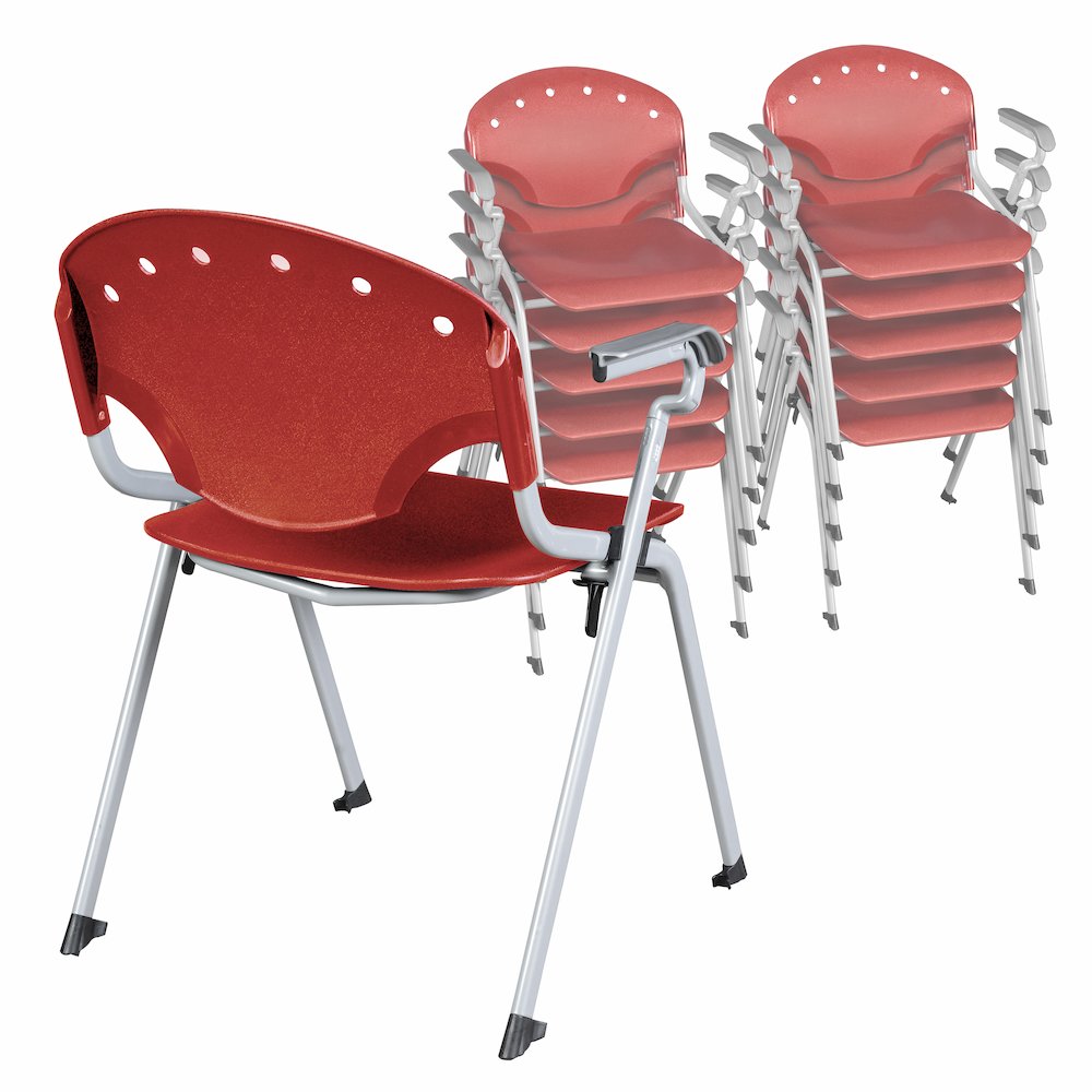 Rico Classroom Training Stack Chair with Arms - Red - 11 Pack